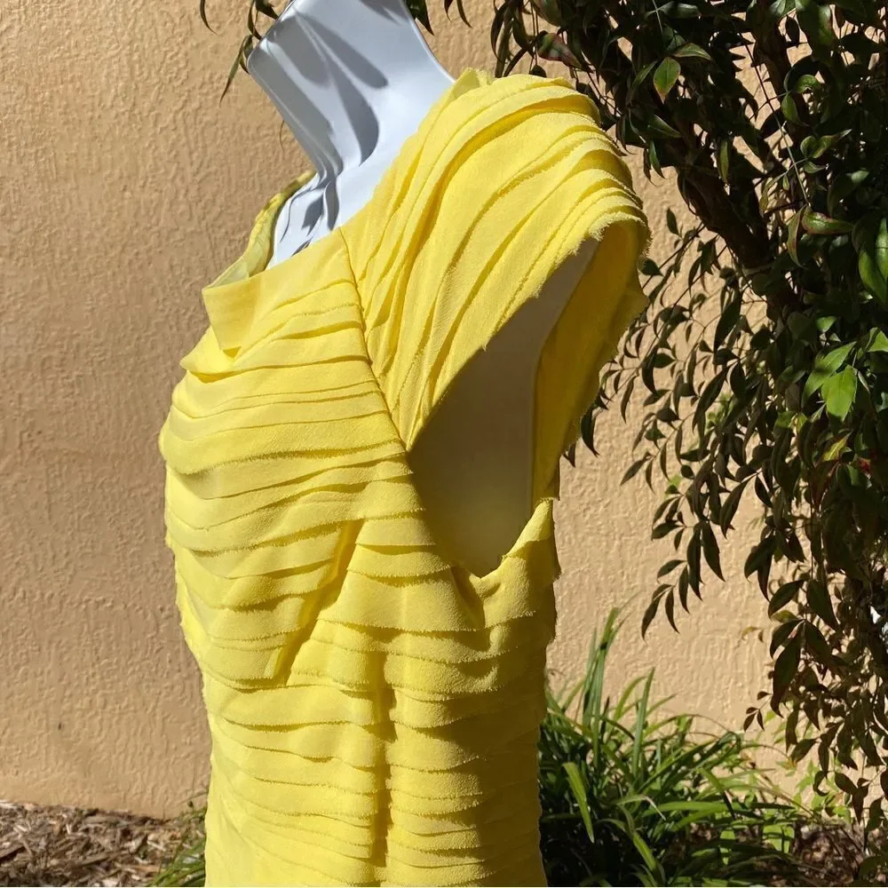 ALICE + OLIVIA CANARY YELLOW TIERED SHEATH DRESS 6 NWT